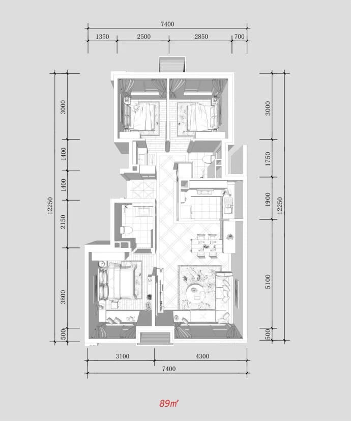 宸悦国际--建面 89m²