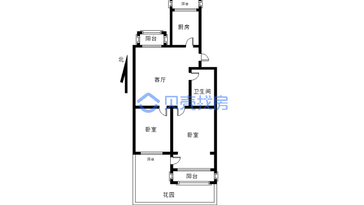 康丰锦绣家园 2室1厅 西-户型图