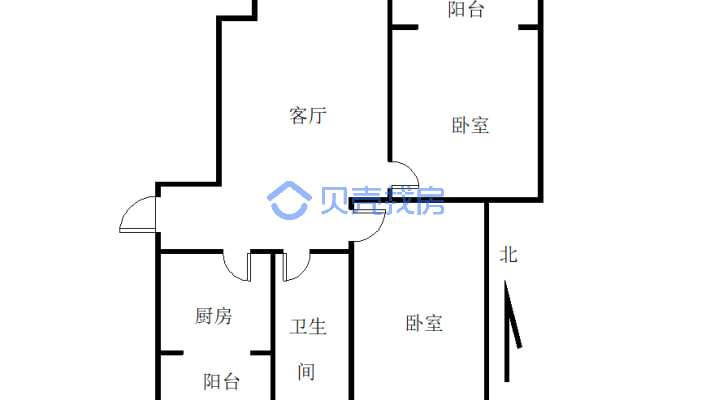 市政工程公司宿舍 2室2厅 南-户型图