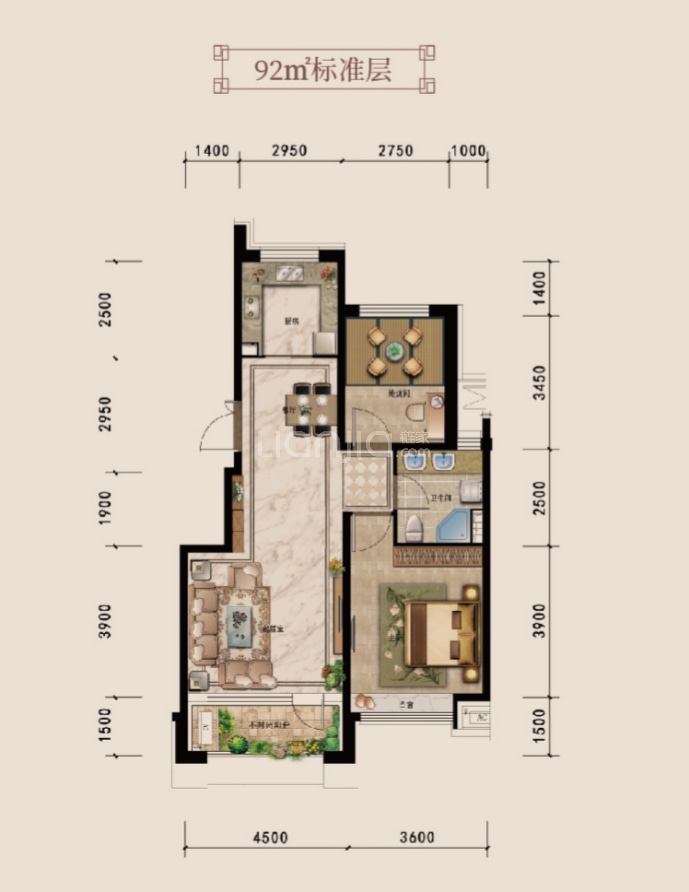 凯旋公馆--建面 92m²