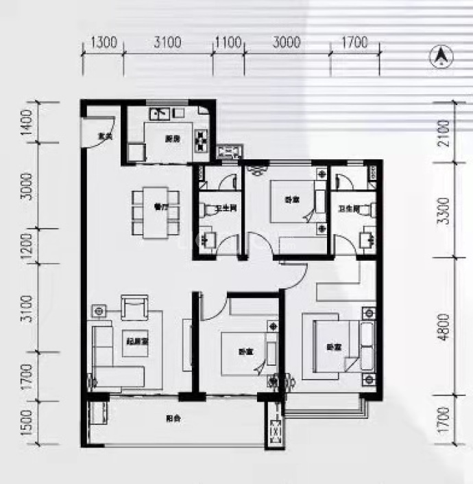 电建地产晋中洺悦宸苑--建面 135m²