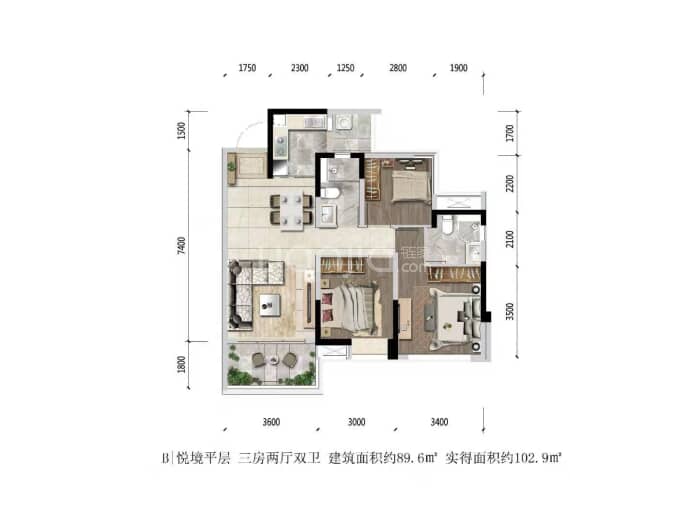 宜宾观江府--建面 89.6m²