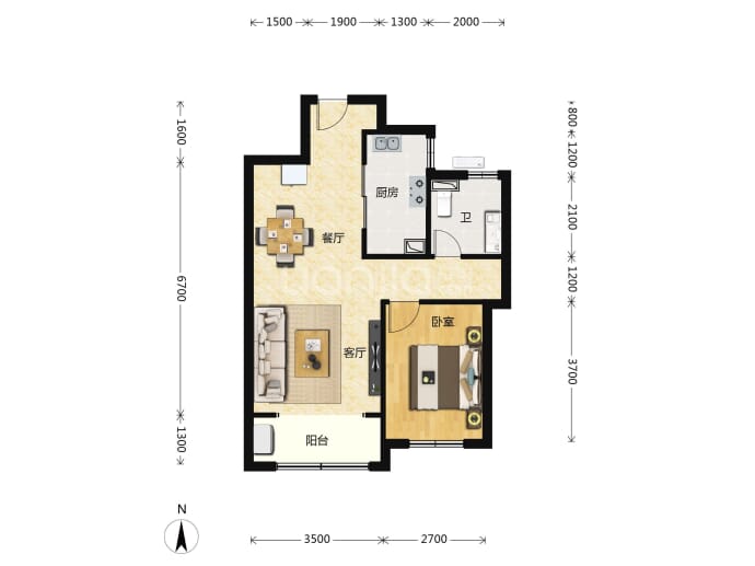 恒扬·公园8号--建面 72m²