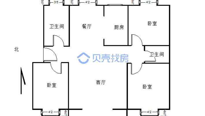 陽光花苑 3室2厅 东-户型图