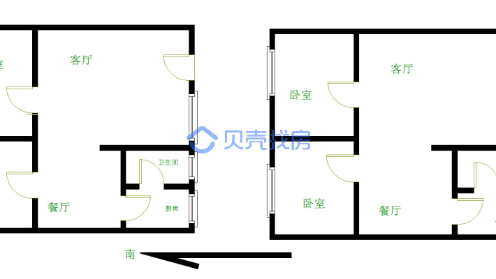 陇海中路 两室 低楼层 视野开阔 户型方正 采光好-户型图