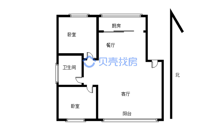 紫竹庭院 2室1厅 西北-户型图