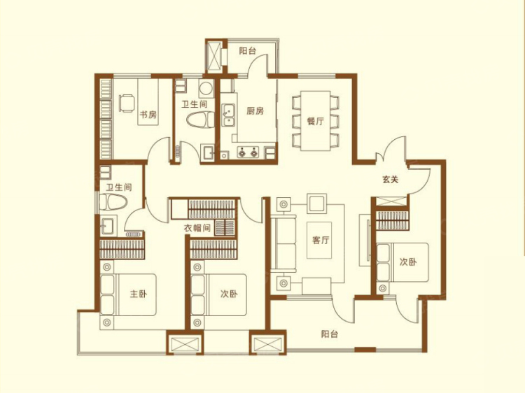 昆仑首府4室2厅2卫户型图