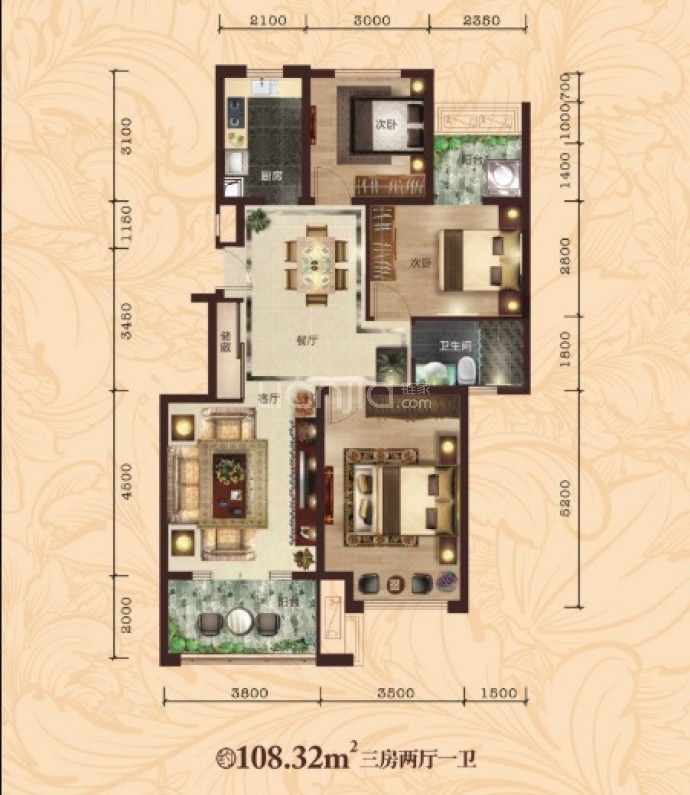 中冶黄石公园--建面 108.32m²