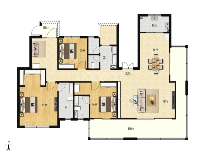 建业泰和府3室2厅3卫户型图