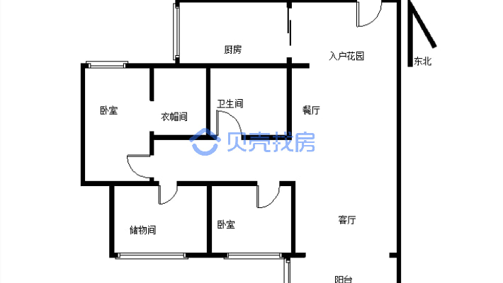 金江外滩B区 3室2厅 东南-户型图