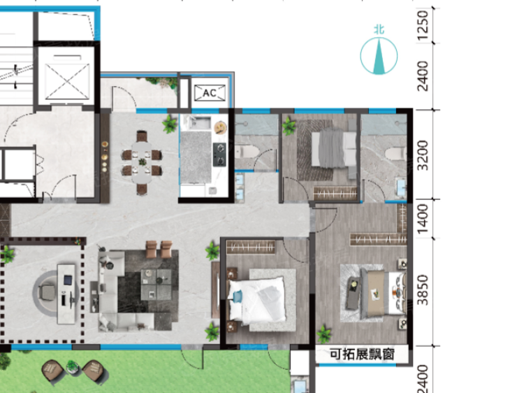金域璞樾3室2厅2卫户型图