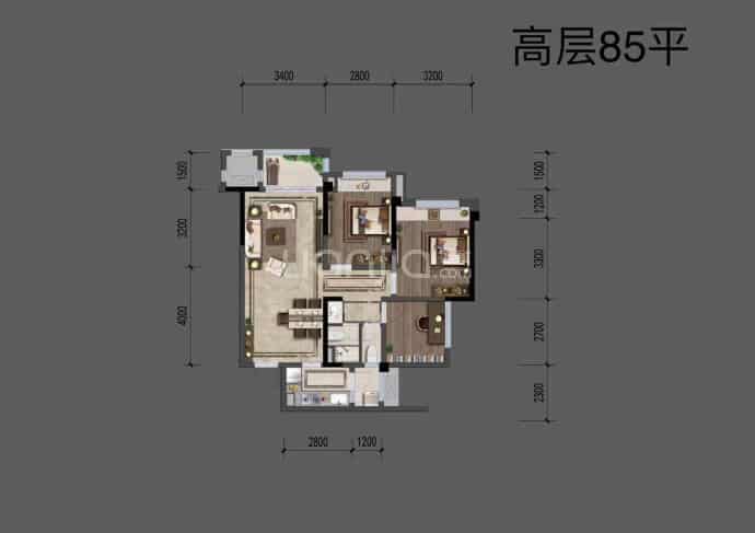 朗基香樾府（资阳）--建面 85m²