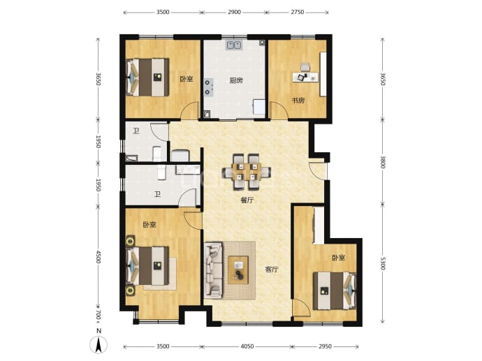 建邦·顺颐府4室2厅2卫户型图