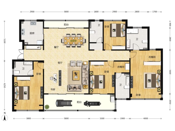 鸿翔天誉府--建面 206m²