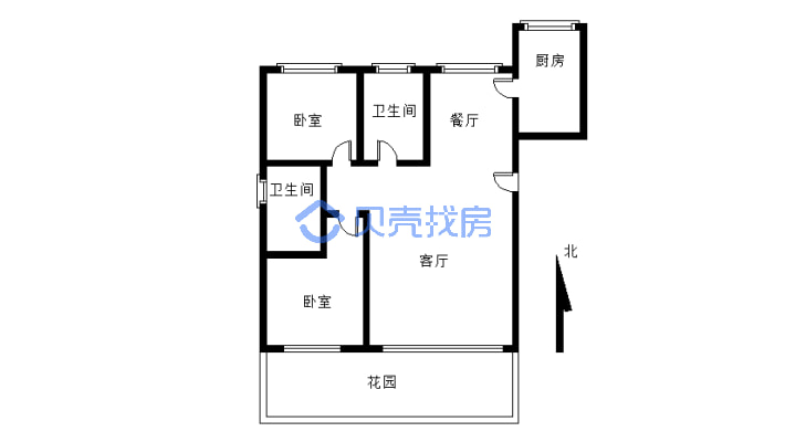 泽信·四季花城 2室1厅 南-户型图