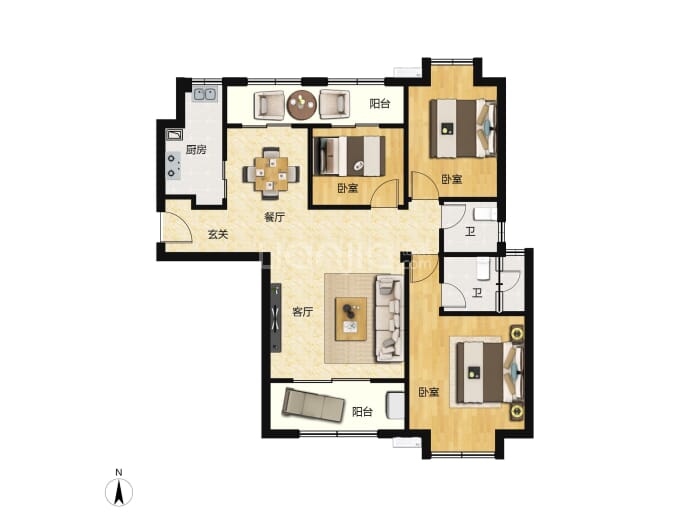 夏商水岸名都--建面 116.39m²