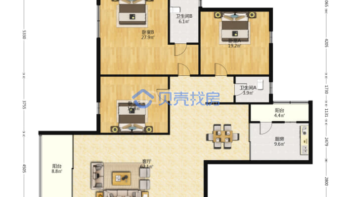 房子户型方正小区环境好出入方便-户型图