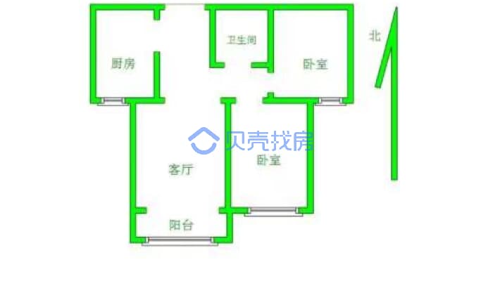 秀兰尚城 2室2厅 南-户型图
