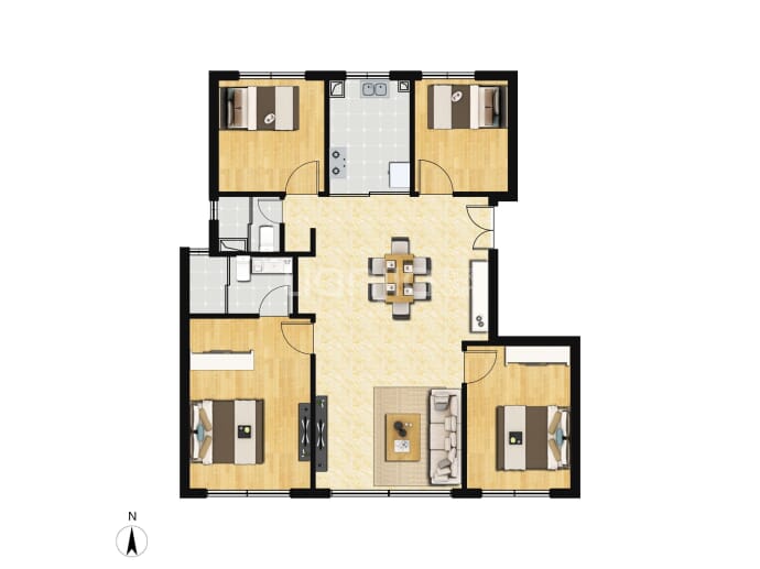 中建玖玥府4室2厅2卫户型图