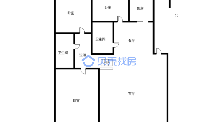 单价5100明厅三室双卫 三步跃层 独立餐厅  格局方正-户型图