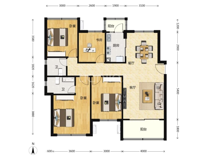 长虹华悦府--建面 118m²