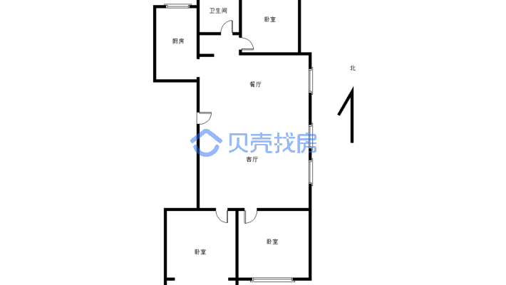 西城尚景二期，精装三室边户，无捆绑-户型图