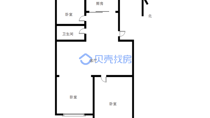 临河小区98.7平米三个卧室中间楼层-户型图