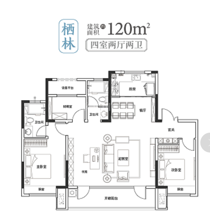 中南威高林清月--建面 120m²