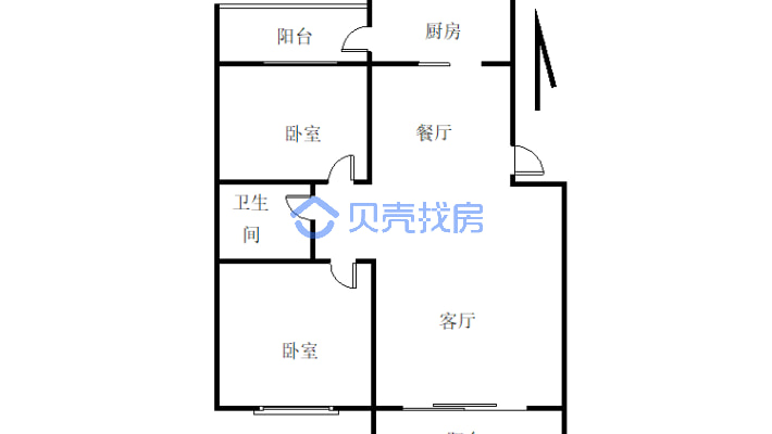 香山怡园 2室2厅 南-户型图
