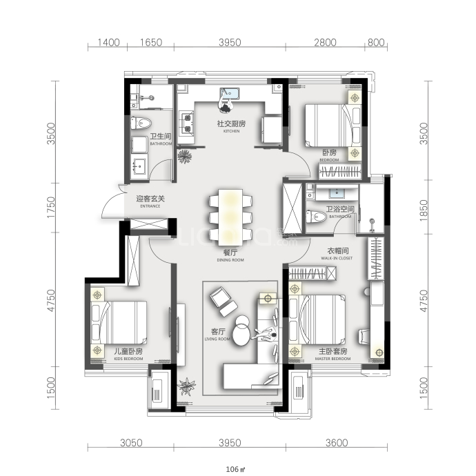 金地阅风华（金地九阙府）--建面 105m²