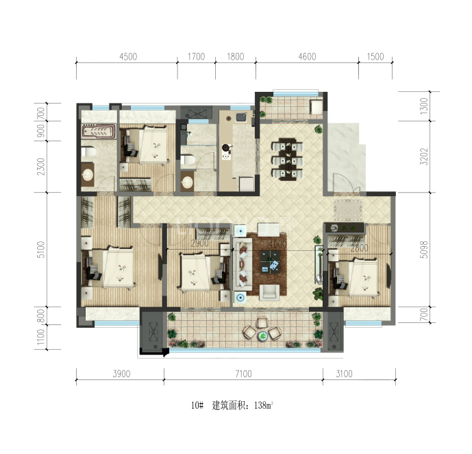 陕建·汉悦府--建面 138m²