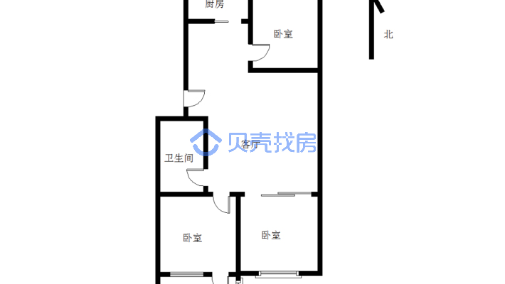 木兰街，兴华小区，小三室，步梯4楼，首付14万-户型图
