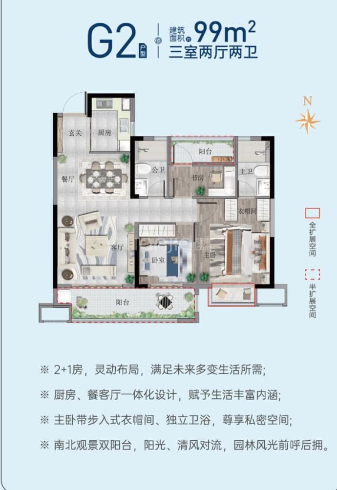 晶科江畔学府--建面 99m²