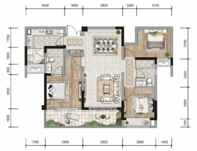 锦利锦御府--建面 107m²