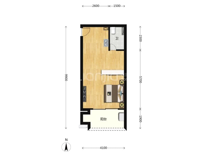 和谐家园--建面 45.53m²