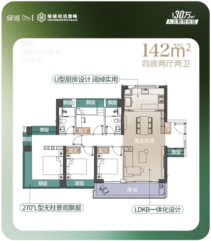 绿城桂语旗峰--建面 142m²