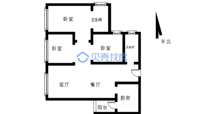上江北 伊顿公馆 精装三室两厅两卫  急售-户型图