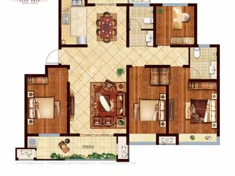 万德福园4室2厅2卫户型图