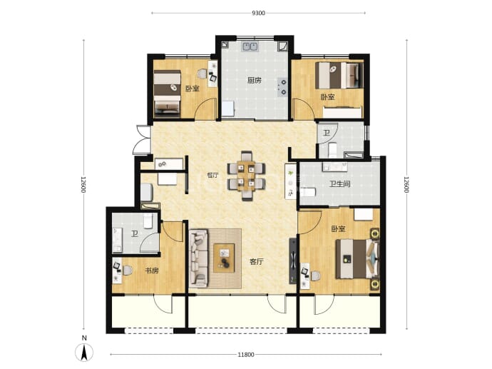 中建壹品花香壹号4室2厅3卫户型图