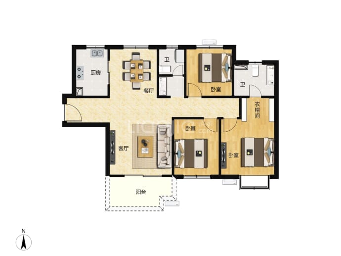 宝鸡高新大都荟--建面 127.34m²