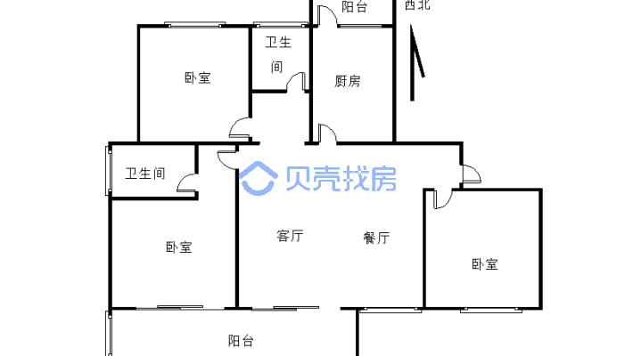 雍锦天下一期 3室2厅 南 北-户型图