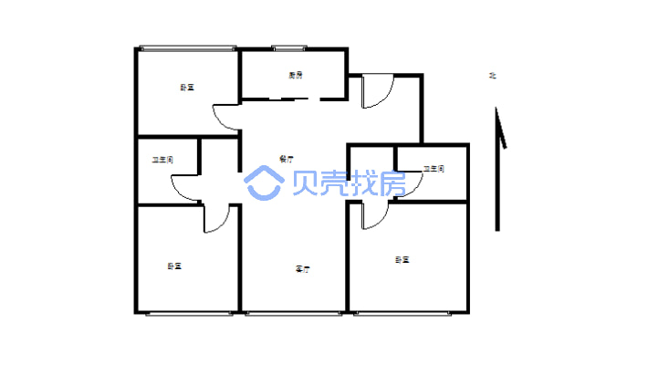 科海明珠二期碧玺   电梯6楼   三室两厅-户型图