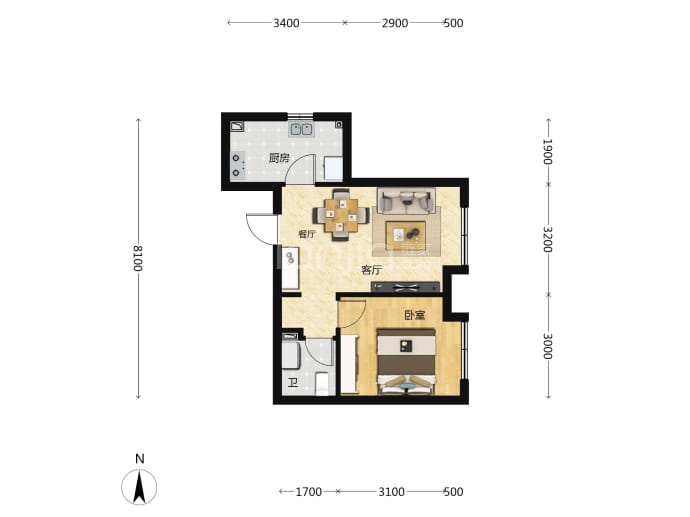 北京城建·国誉朝华--建面 49m²