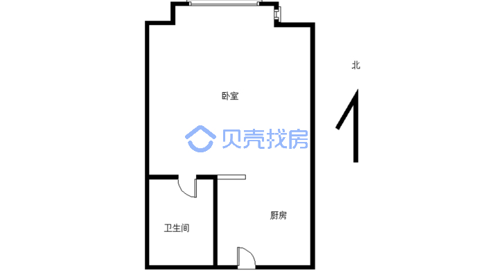 万达华城C区 精装 一居室小户型-户型图