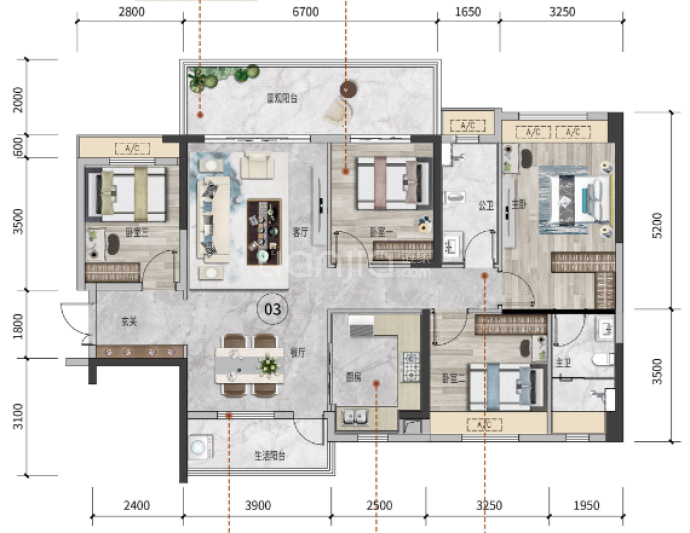 翔顺筠州小镇花园--建面 126.75m²