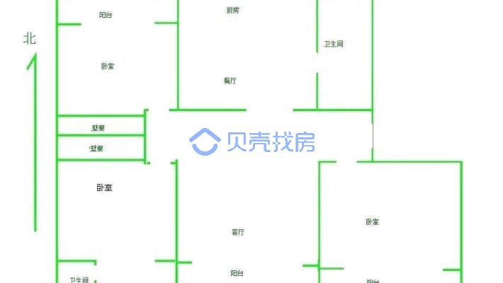 邮电宿舍 3室2厅 南-户型图