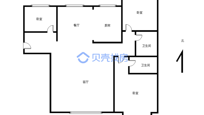 万达华城C区，精装三室，三室双卫，视野开阔，采光好-户型图