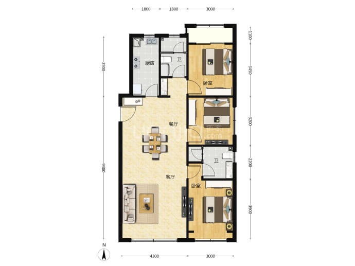 佰和悦城--建面 121.89m²
