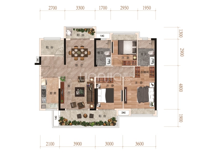 招商依云水岸--建面 123m²