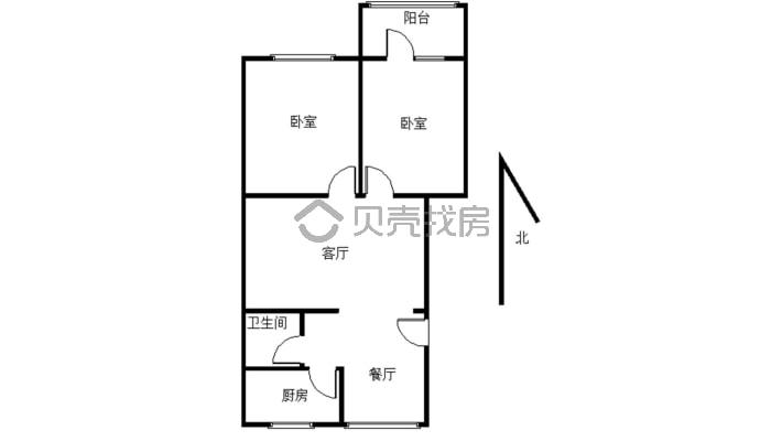 城南50米大街旁大型花园小区套二出售-户型图